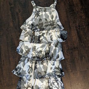 S.L. Fashions White/Grey Tulip cocktail dress- 4P